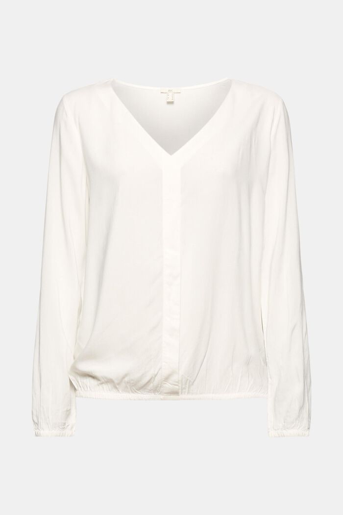 Blusa con scollo a V in LENZING™ ECOVERO™, OFF WHITE, detail image number 0