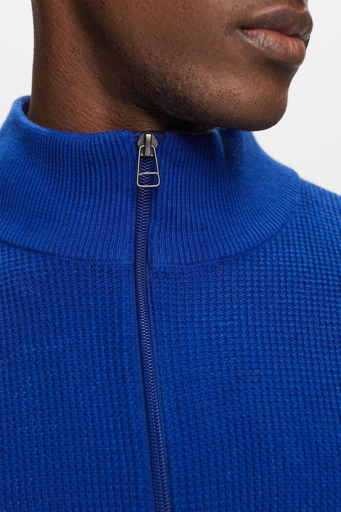 Troyer in cotone con zip, BRIGHT BLUE, detail image number 2