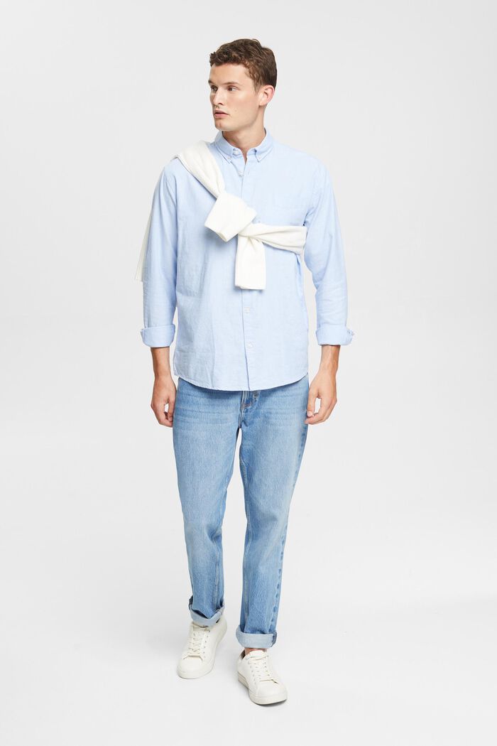 Camicia button-down, 100% cotone, LIGHT BLUE, detail image number 1
