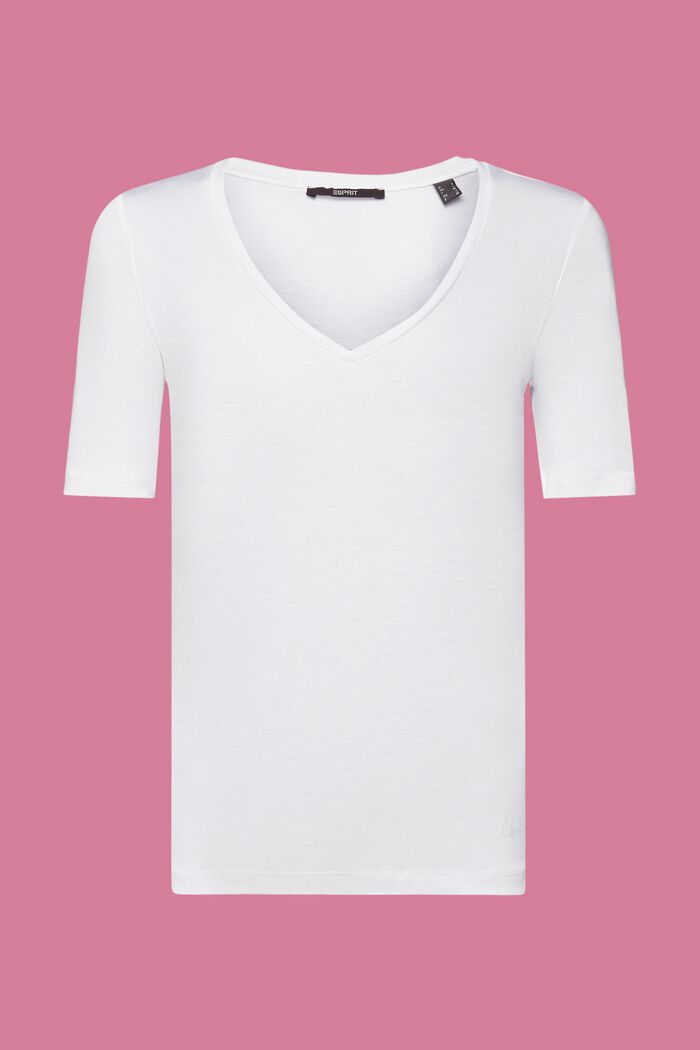 T-shirt con scollo a V, TENCEL™, WHITE, detail image number 6
