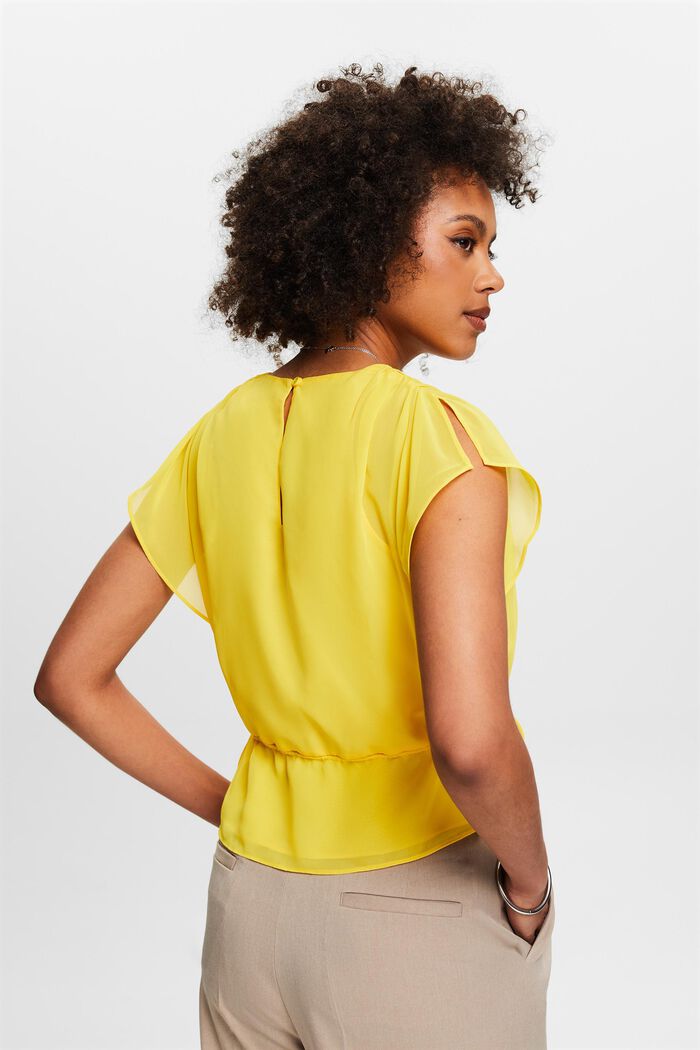 Blusa in chiffon con coulisse, YELLOW, detail image number 3