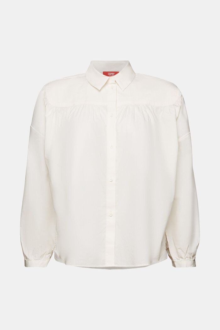Blusa in popeline, 100% cotone, OFF WHITE, detail image number 6
