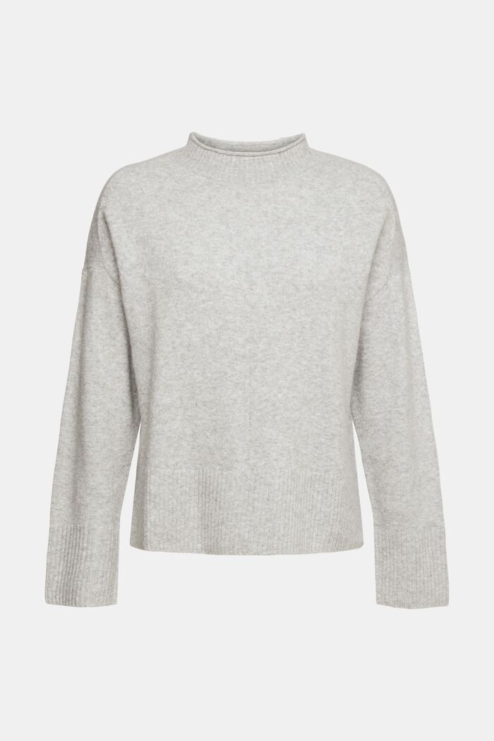Con lana: pullover soffice con collo alto, LIGHT GREY, detail image number 2
