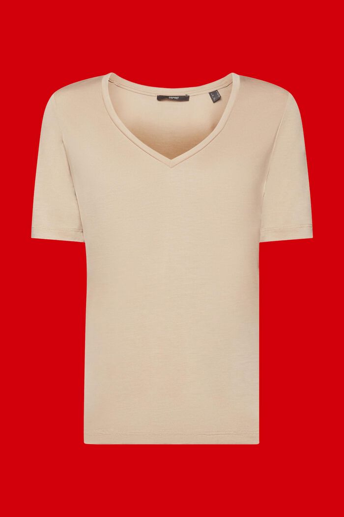 T-shirt con scollo a V, TENCEL™, LIGHT TAUPE, detail image number 7