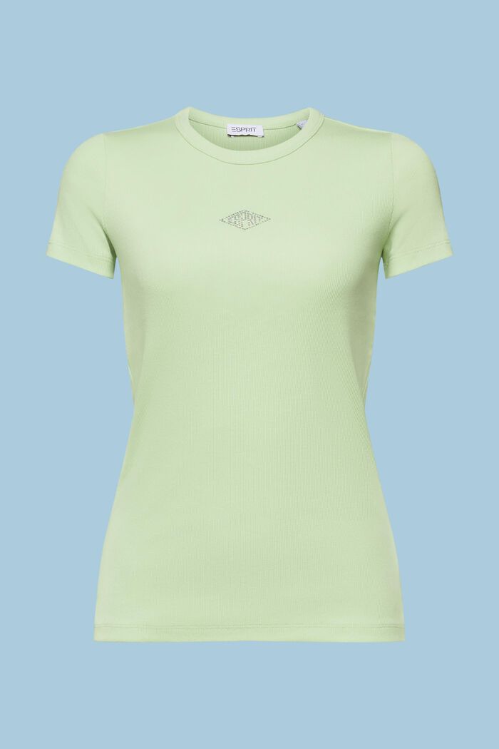 T-shirt con logo e strass, LIGHT GREEN, detail image number 7
