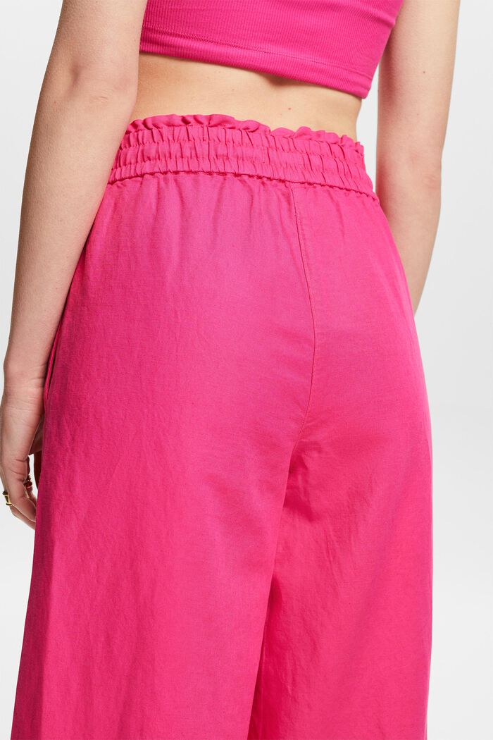 Pantaloni in cotone e lino, PINK FUCHSIA, detail image number 3