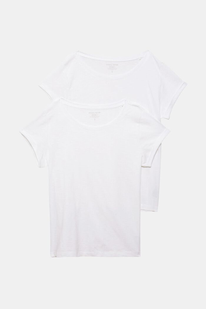 T-shirt basic in cotone biologico, confezione doppia, WHITE, overview