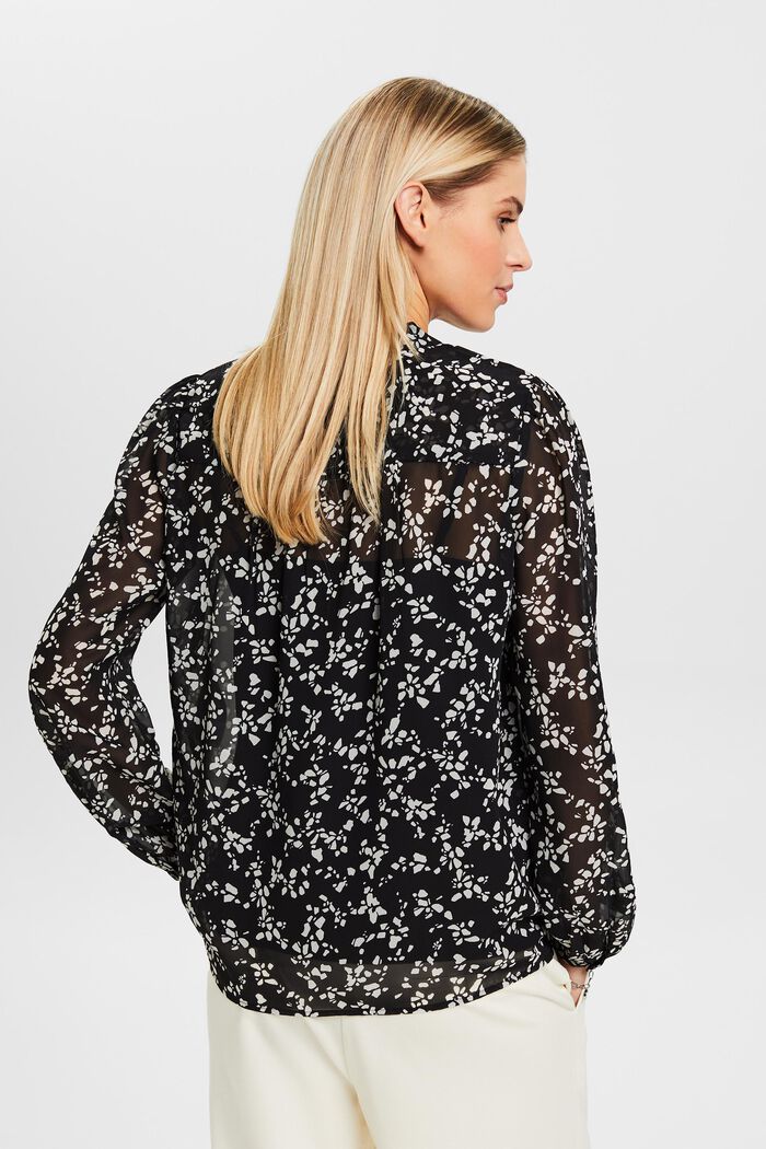 Blusa in chiffon con stampa, BLACK, detail image number 3