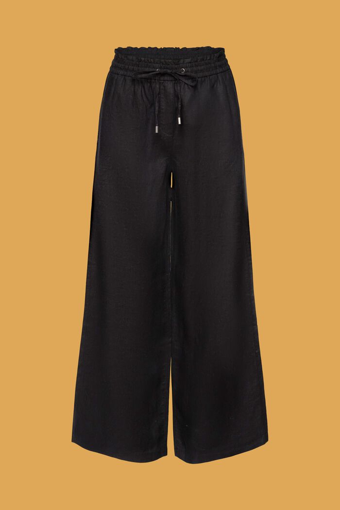 Pantaloni di lino dalla vestibilità ampia, BLACK, detail image number 6