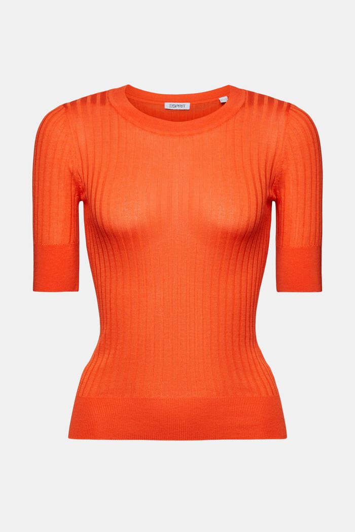 Pullover in maglia a coste, BRIGHT ORANGE, detail image number 6