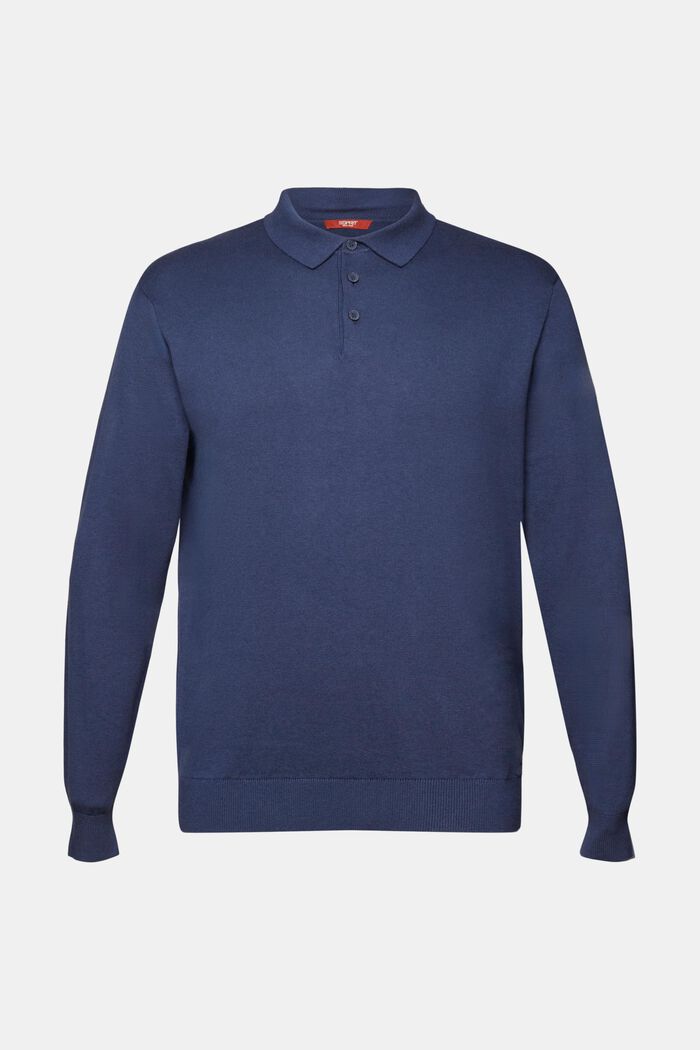 Pullover a maglia con colletto da polo, TENCEL™, GREY BLUE, detail image number 5