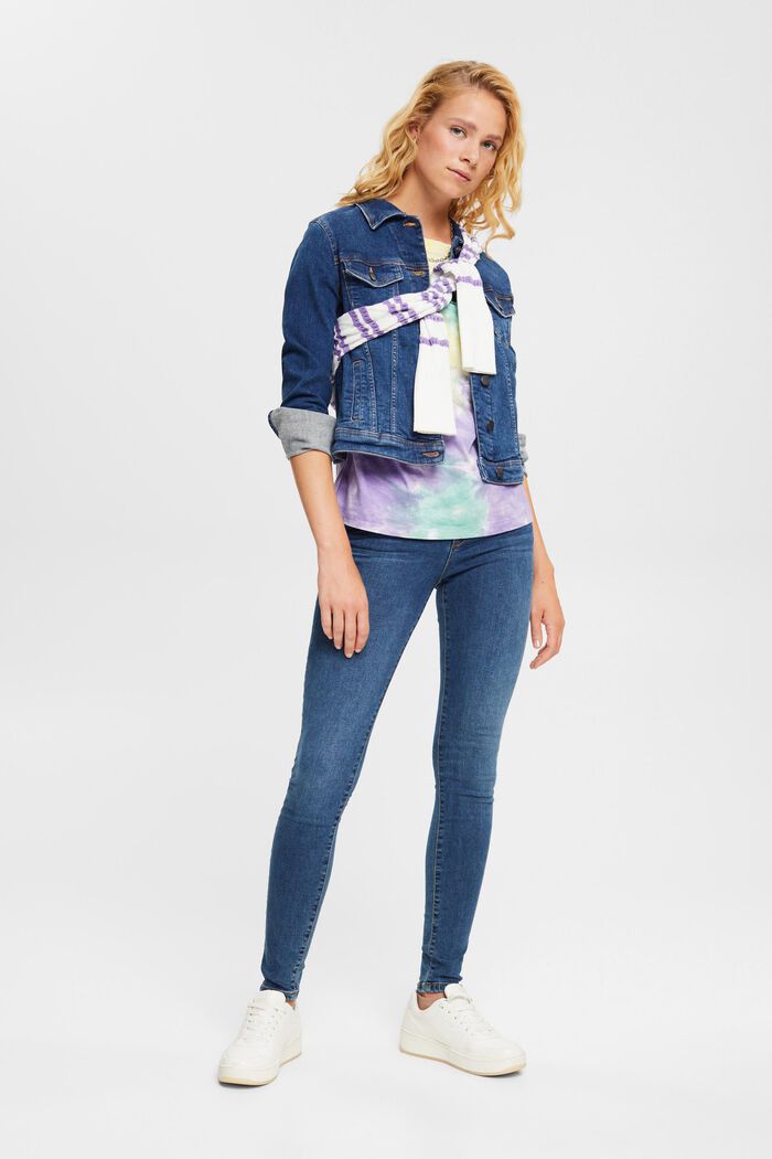 Giacca di jeans dal look usato, in cotone biologico, BLUE DARK WASHED, overview