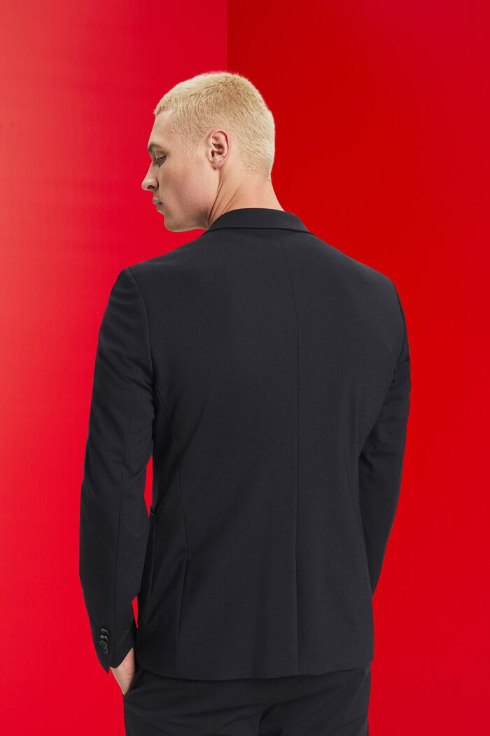 Blazer monopetto in jersey di cotone piqué, BLACK, detail image number 3
