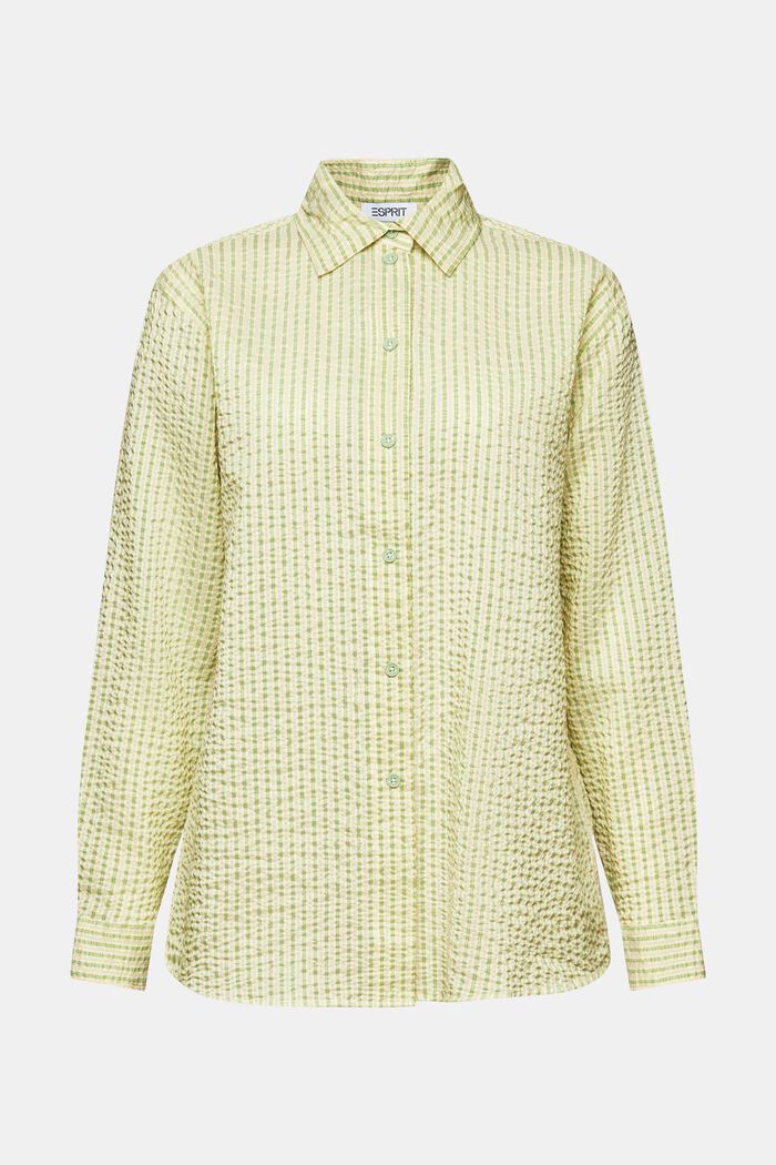 Camicia blusata a righe dall’effetto stropicciato, LIGHT GREEN, detail image number 6