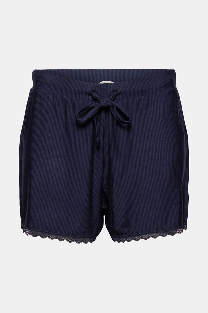 Shorts da pigiama con pizzo, LENZING™ ECOVERO™, NAVY, overview