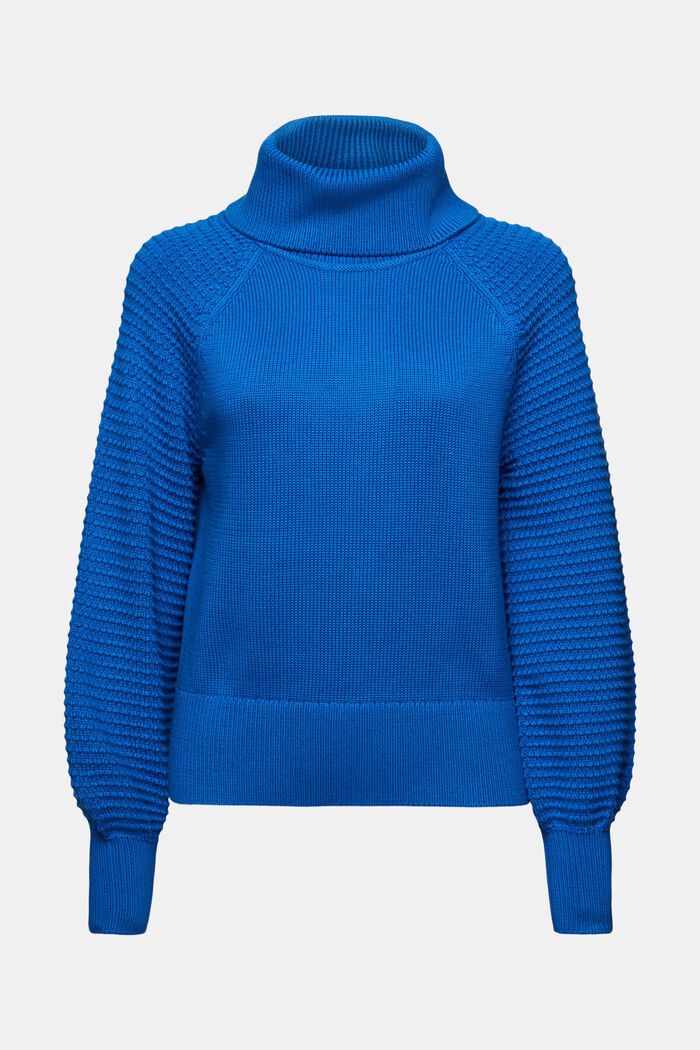 Pullover dolcevita in cotone, BRIGHT BLUE, detail image number 6