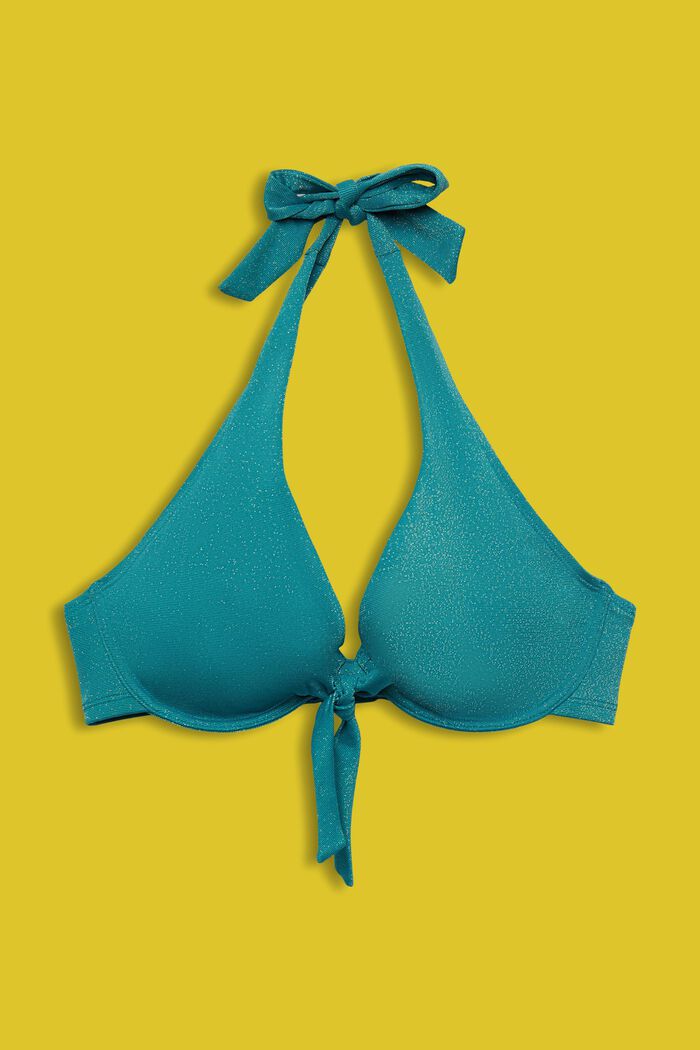Top da bikini allacciato al collo per coppe grandi, TEAL BLUE, detail image number 1