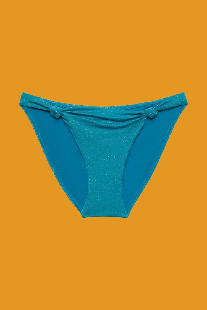 Slip da bikini glitterato con dettaglio annodato, TEAL BLUE, detail image number 3