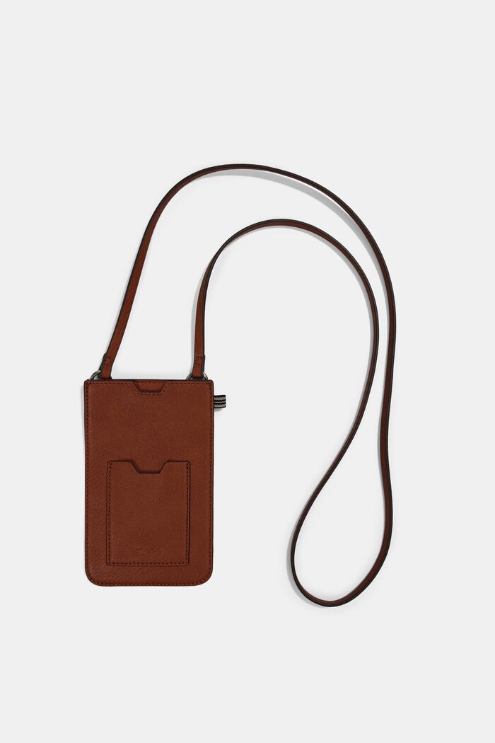 Borsa per smartphone in similpelle, RUST BROWN, overview