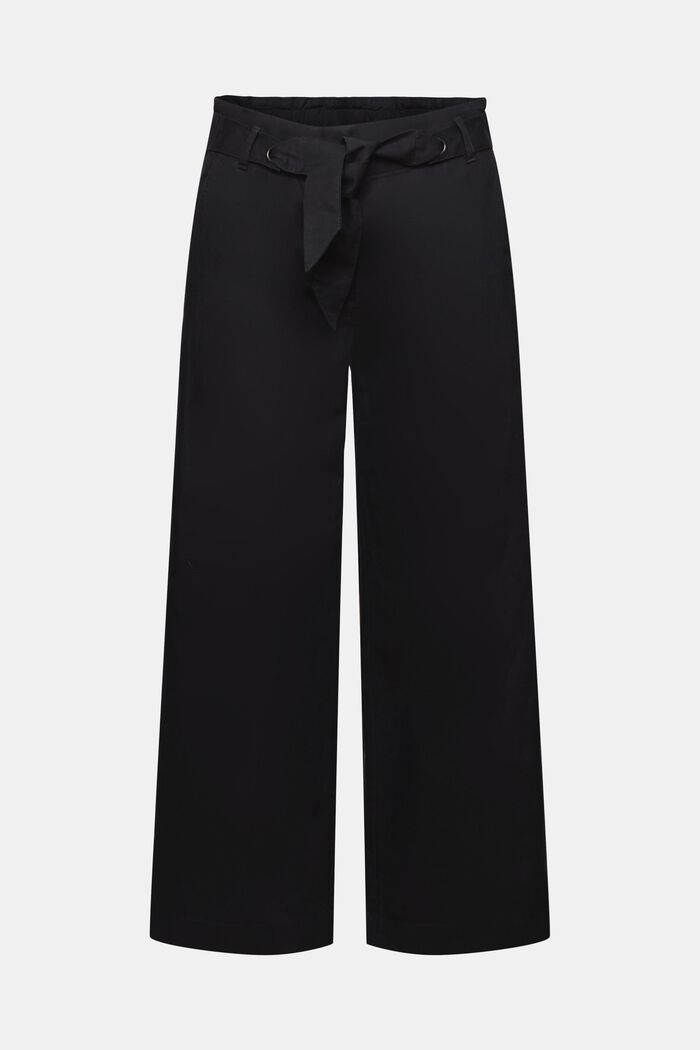 Pantaloni culotte cropped in lino e cotone, BLACK, detail image number 7