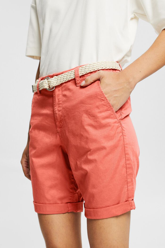 Pantaloncini con cintura in tessuto, CORAL, detail image number 0