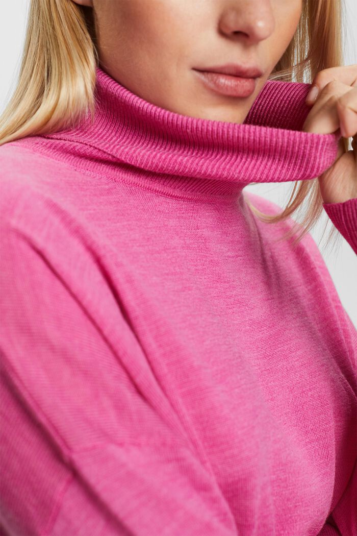 Pullover dolcevita oversize in lana, PINK FUCHSIA, detail image number 1