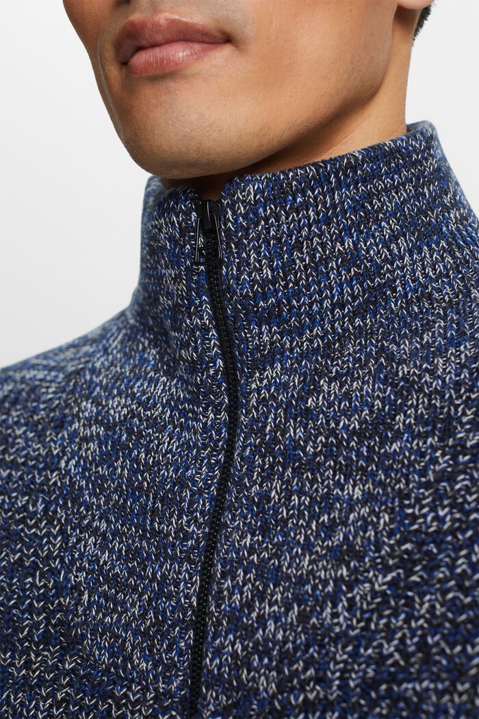 Cardigan in cotone con zip, PETROL BLUE, detail image number 1