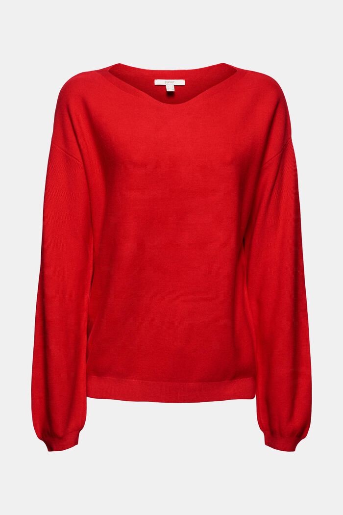 Pullover in maglia di 100% cotone biologico, RED, detail image number 0