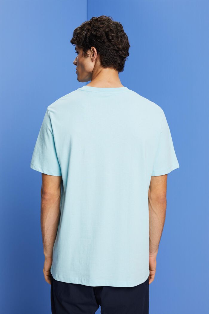 T-shirt con petto sul stampa, 100% cotone, LIGHT TURQUOISE, detail image number 3