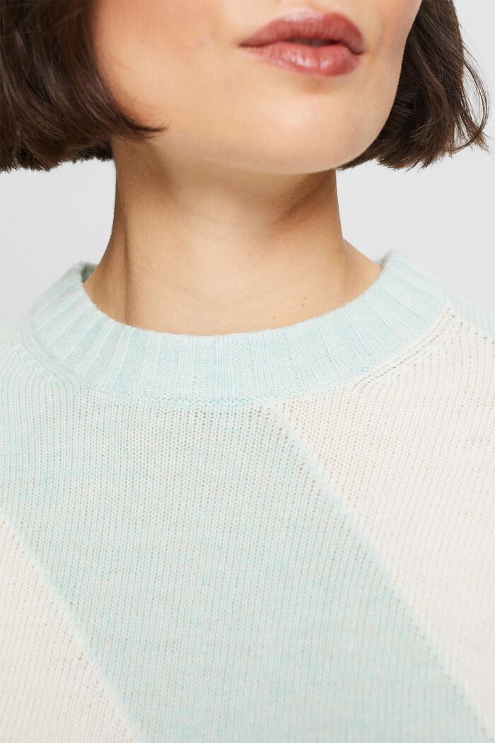 Pullover jacquard a righe, LIGHT AQUA GREEN, detail image number 2