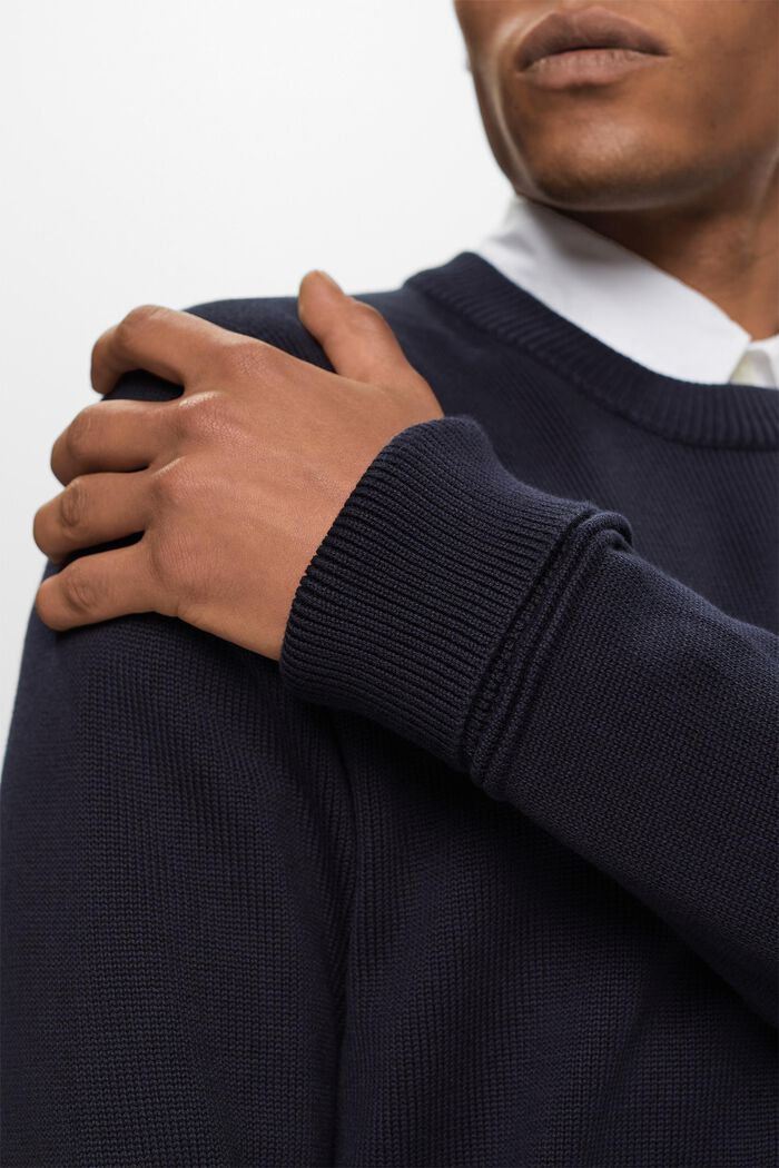 Pullover in cotone a girocollo, NAVY, detail image number 2