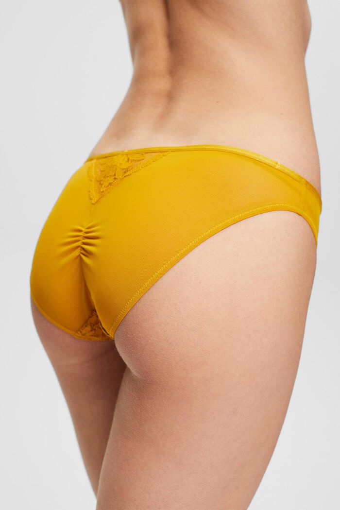 In materiale riciclato: slip con pizzo, HONEY YELLOW, detail image number 0