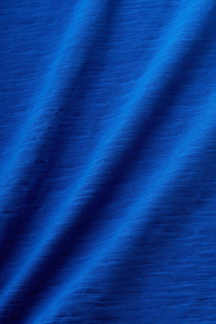 T-shirt in cotone fiammato con logo sulla tasca, BRIGHT BLUE, detail image number 4