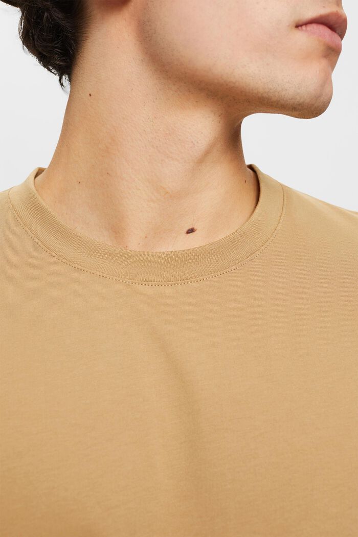 T-shirt girocollo in puro cotone, BEIGE, detail image number 2