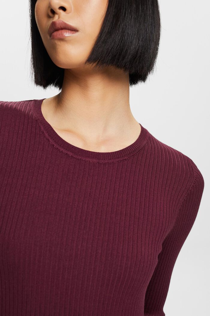 Top a righe in maglia a coste, AUBERGINE, detail image number 2