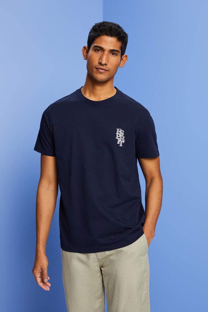 T-shirt con logo, 100% cotone, NAVY, detail image number 0