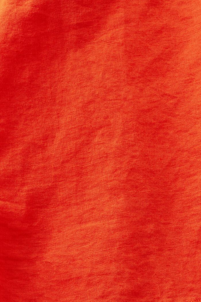 Camicia blusata in lino e cotone, BRIGHT ORANGE, detail image number 5