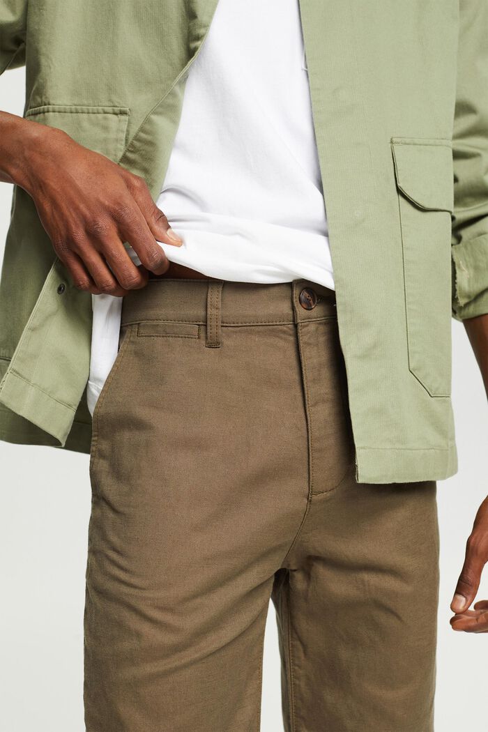 Pantaloni corti in misto lino, DUSTY GREEN, detail image number 0