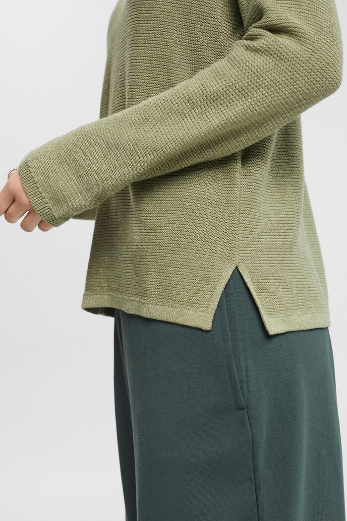 Pullover in maglia strutturata con scollo a V, LIGHT KHAKI, detail image number 2