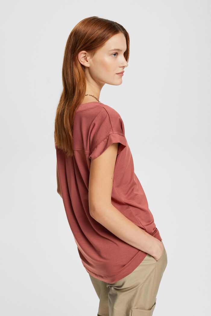 T-shirt con scollo a V, TENCEL™, RUST BROWN, detail image number 4