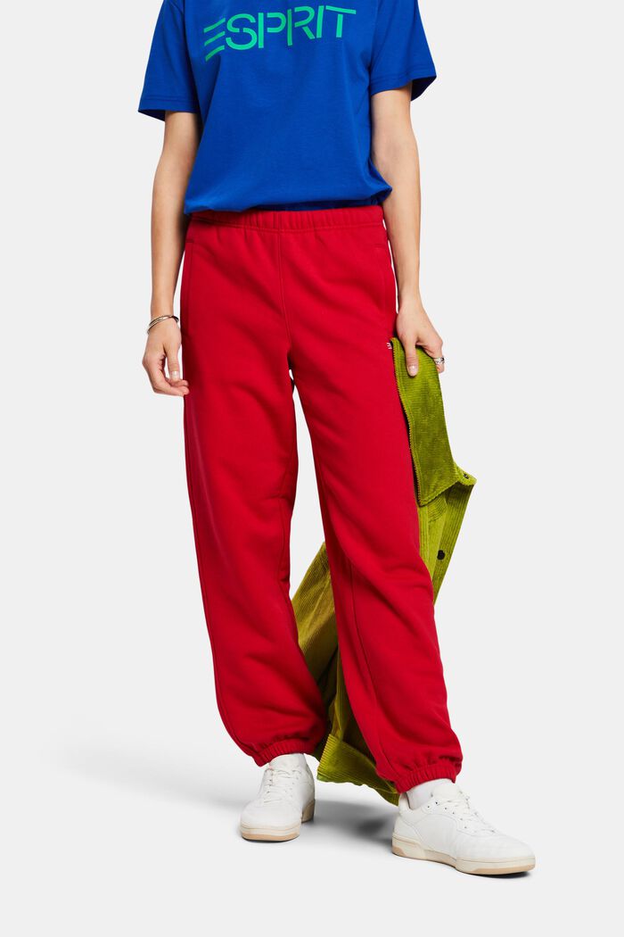 Pantaloni della tuta con logo in pile di cotone, unisex, RED, detail image number 0