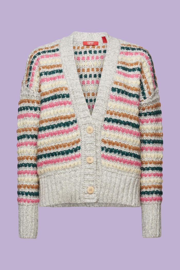 Cardigan in misto cotone e lana, LIGHT GREY, detail image number 5