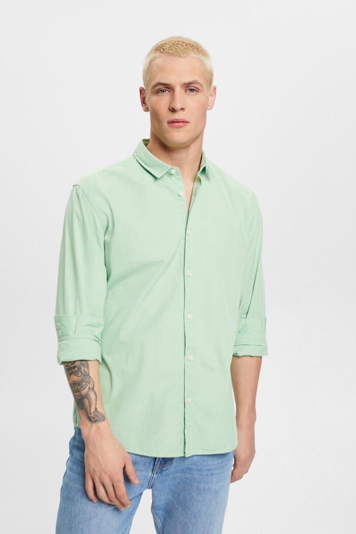Camicia Slim Fit in cotone sostenibile, PASTEL GREEN, detail image number 0