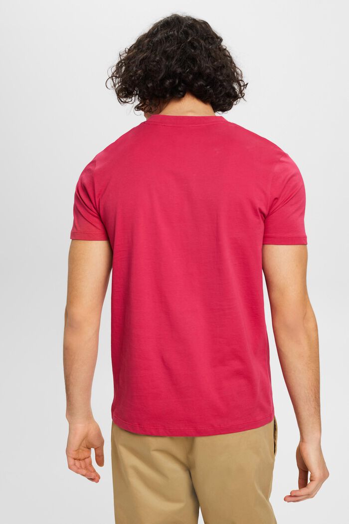 T-shirt slim fit in cotone con scollo a V, DARK PINK, detail image number 3