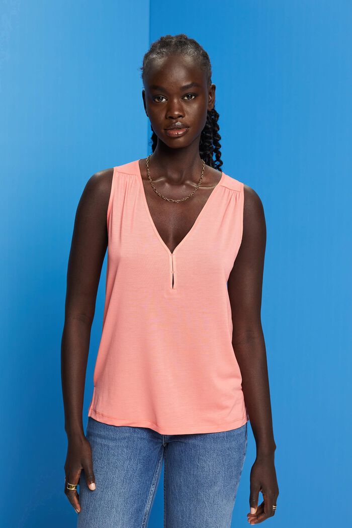 Top in jersey, lyocell TENCEL™, CORAL, detail image number 0