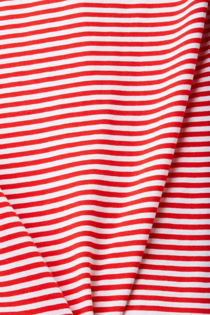T-shirt in cotone a righe con motivo ricamato, RED, detail image number 4