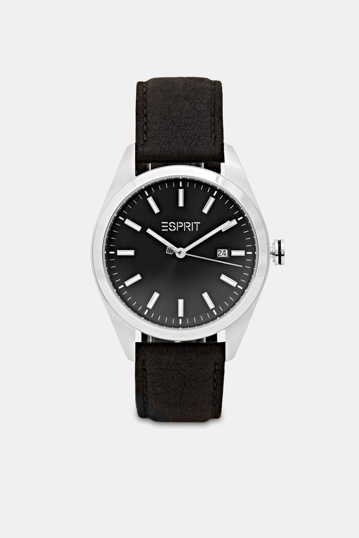Materiale vegano: orologio in acciaio inox con indicatore della data, BLACK, detail image number 0