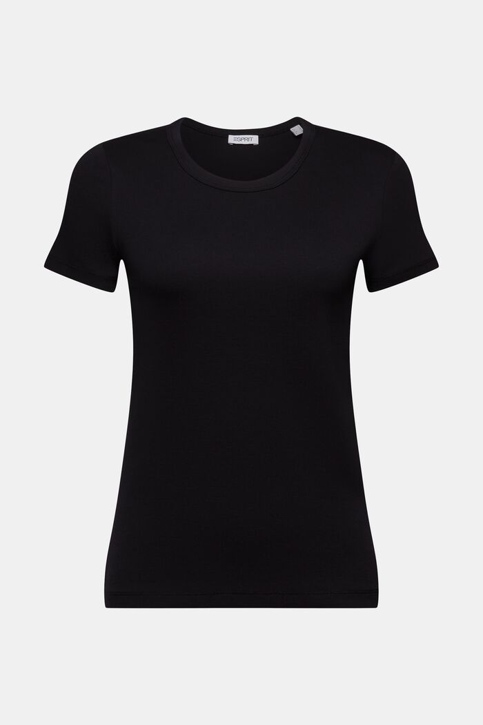 T-shirt in cotone a maniche corte, BLACK, detail image number 6