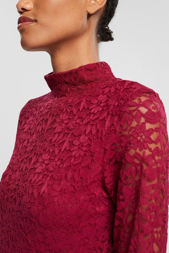Abito mini in pizzo, CHERRY RED, detail image number 2