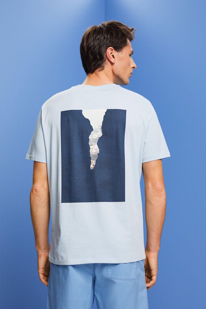 T-shirt in jersey con stampa dietro, 100% cotone, PASTEL BLUE, detail image number 3